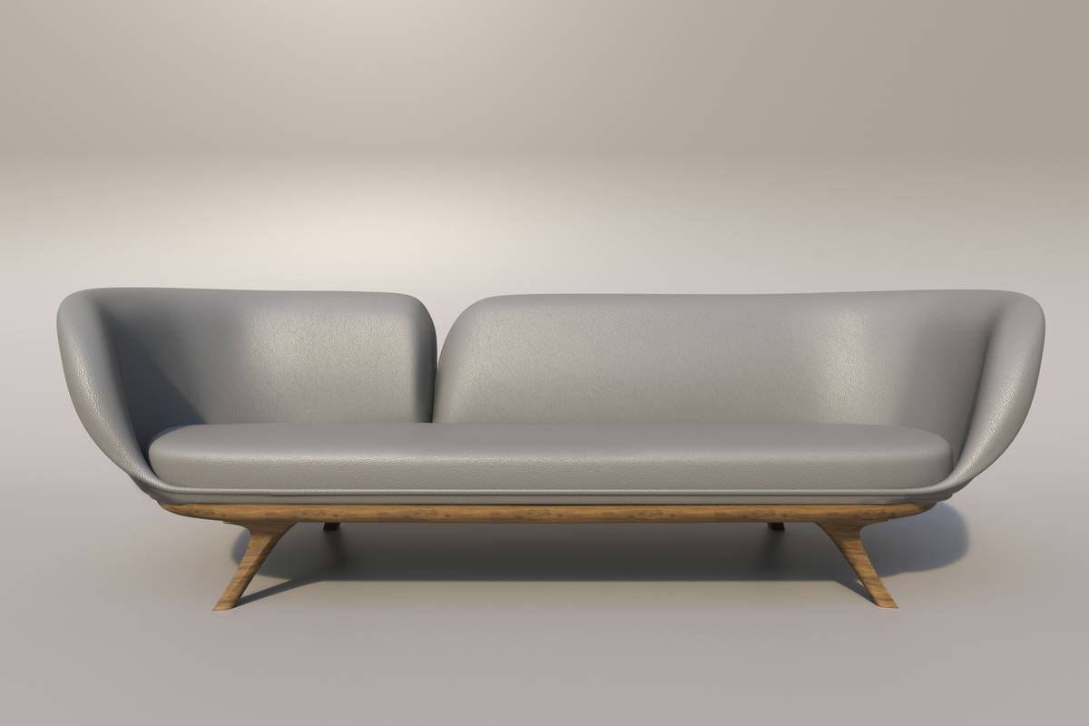 Side view of ergonomic smart sofa showing posture alignment and sensor grid beneath seating surface